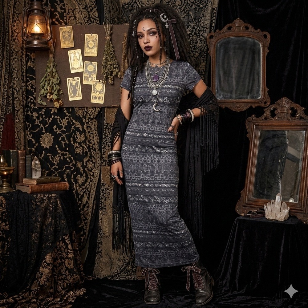 Vintage Up‎ Front Paisley Floral Maxi Dress Small Whimsigoth Y2K Fairy Grunge